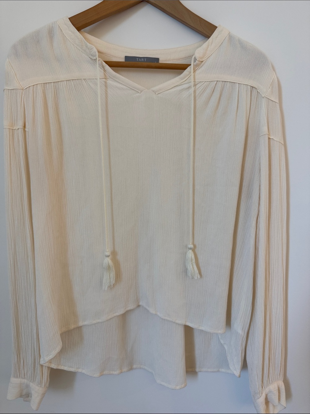 Tart Cream Tie-Front Peasant Tunic